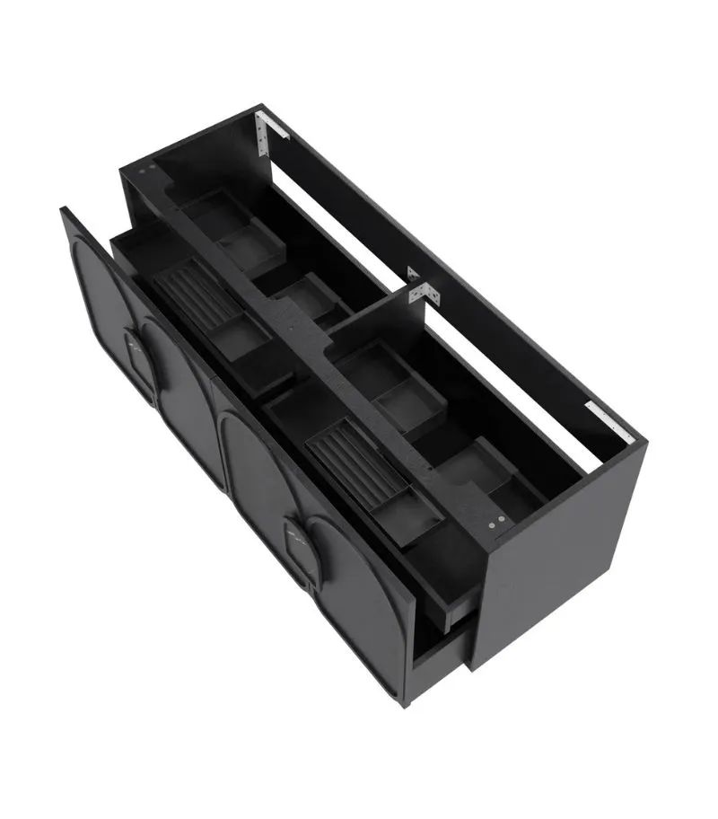 Laguna 1500mm Double Bowl Wall Hung Vanity – Black Oak | Interior