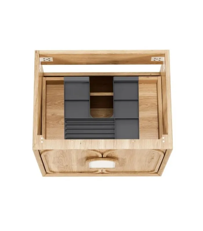 Laguna 600mm Wall Hung Vanity Cabinet - Woodland Oak | Interior