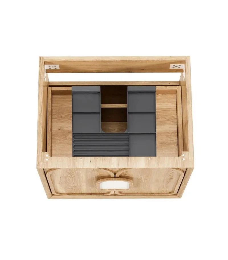 Laguna 600mm Wall Hung Vanity Cabinet - Woodland Oak | Interior