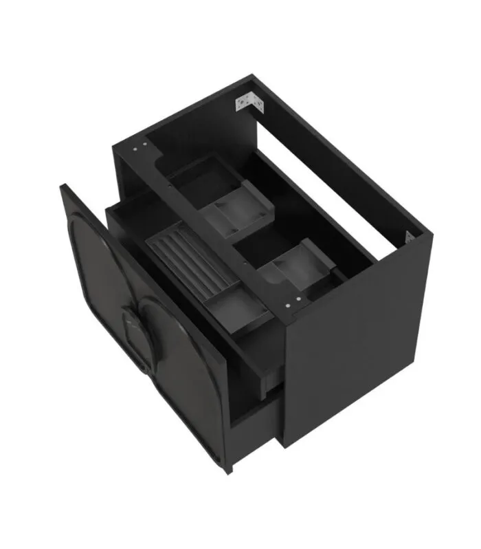 Laguna 750mm Wall Hung Vanity Cabinet - Black Oak | Interior