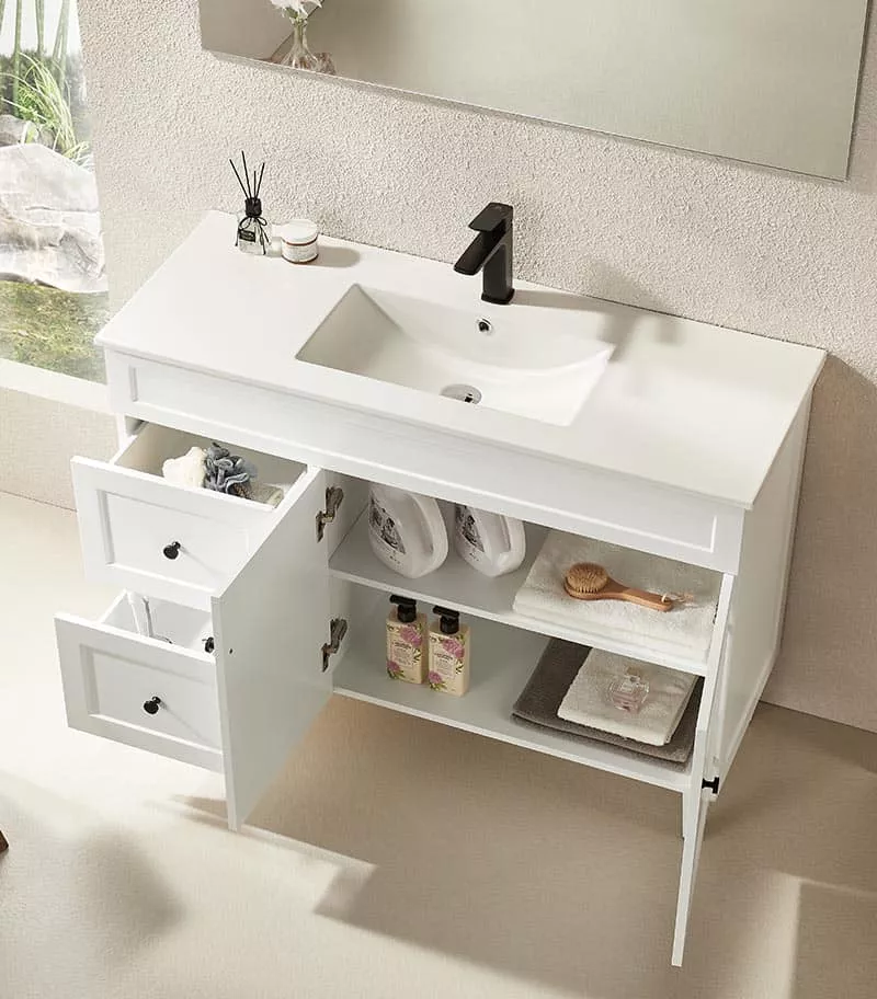 Harrington Matt White 1200mm Single Bowl PVC Freestanding Vanity Interior View
