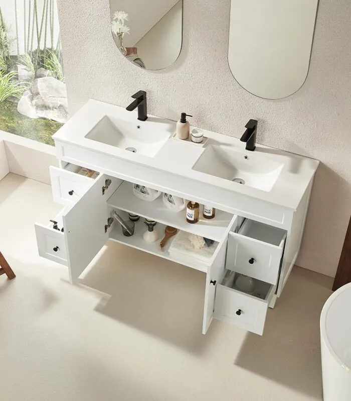 Harrington Matt White 1500mm Single Bowl PVC Freestanding Vanity Interior View