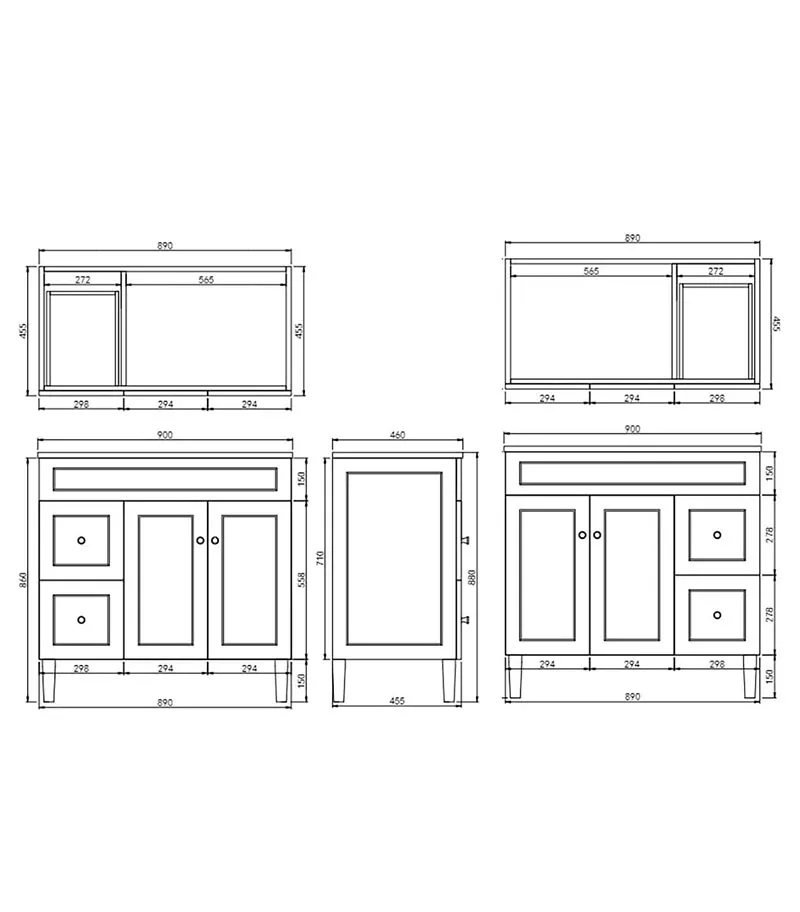 Harrington 900mm PVC Freestanding Vanity Specification
