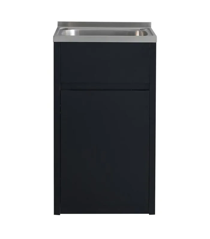 35L Matt Black PVC Laundry Tub With Stainless Steel Sink