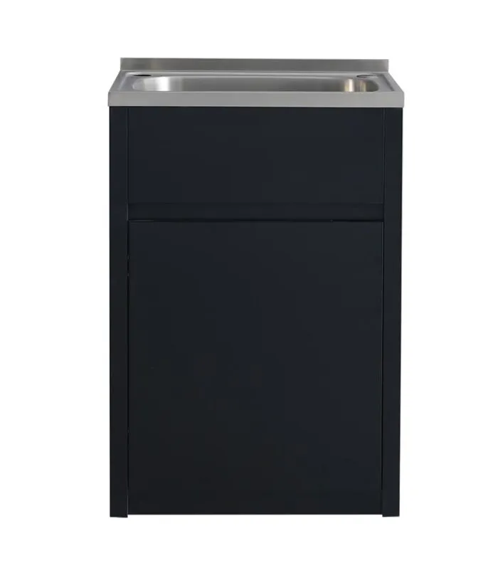 45L Matt Black PVC Laundry Tub With Stainless Steel Sink