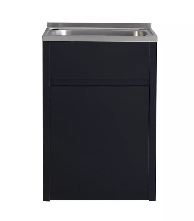 45L Matt Black PVC Laundry Tub With Stainless Steel Sink