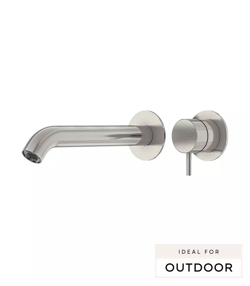 Elle 316 Stainless Steel Wall Outlet Mixer - Brushed Stainless Steel
