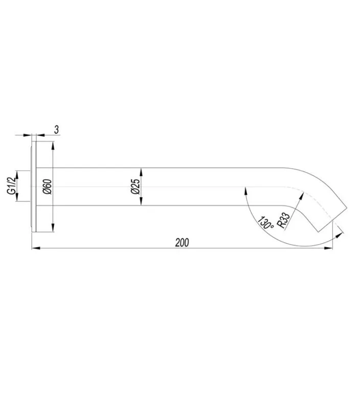 Elle 316 Stainless Steel Wall Mounted Spout Specification