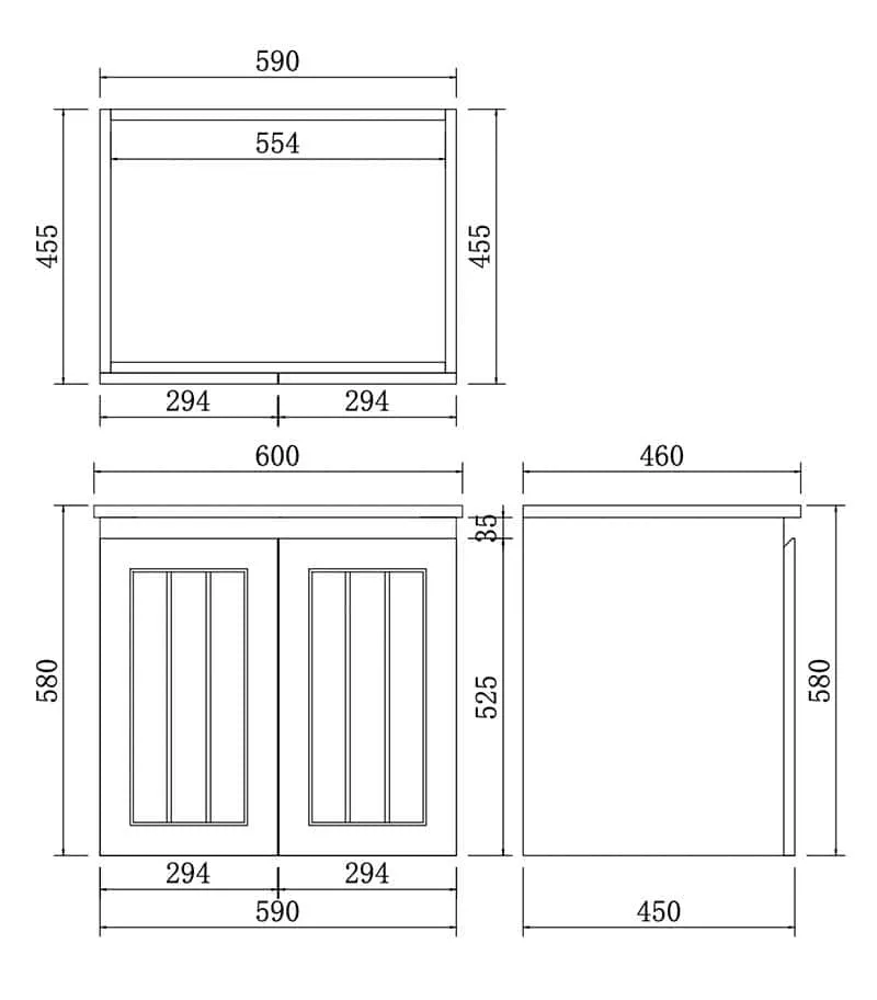 Acacia Shaker 600mm Narrow Wall Hung Vanity – Matt White Specification