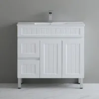 Acacia Shaker 900mm Freestanding Vanity – Matt White LH Drawers Acacia Shaker 900mm Freestanding Vanity – Matt White LH Drawers