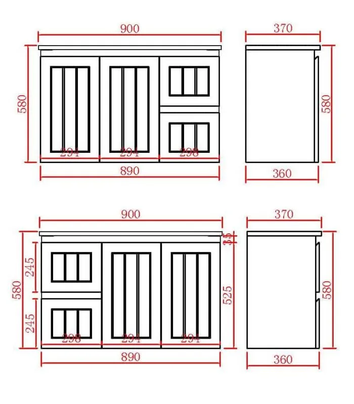 Acacia Shaker 900mm Narrow Wall Hung Vanity – Matt White Specification