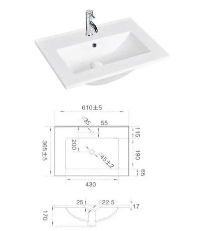 600mm Narrow Ceramic Top Specification