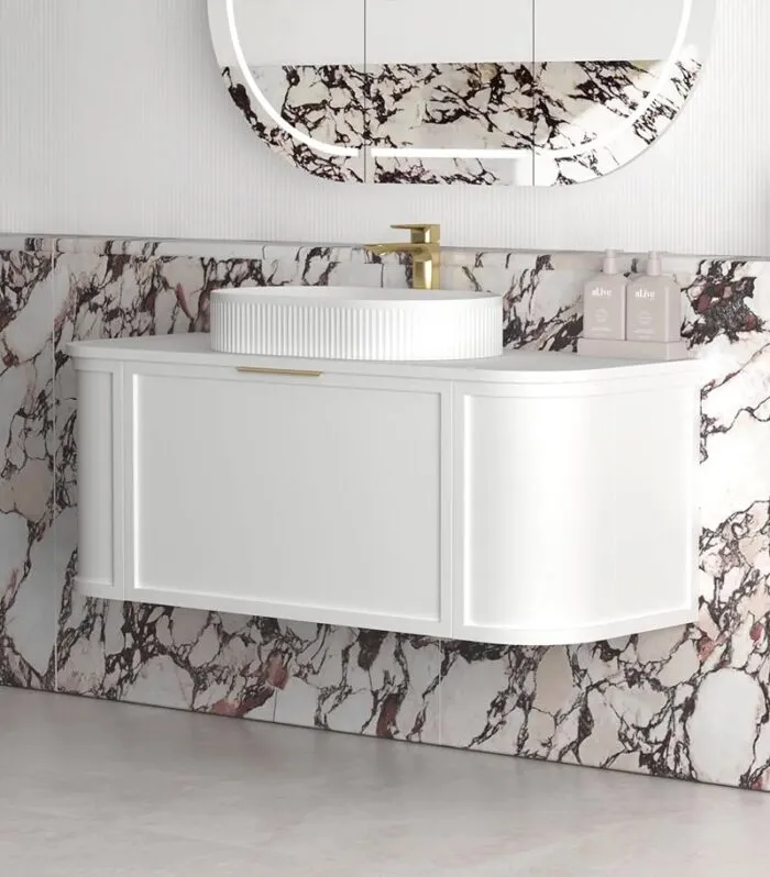 Hampshire 1200mm Wall Hung Vanity - Satin White Side View