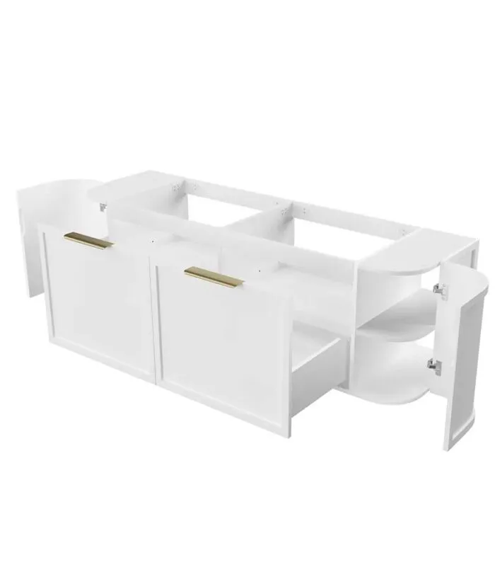 Hampshire 1500mm Wall Hung Vanity - Satin White Open Door
