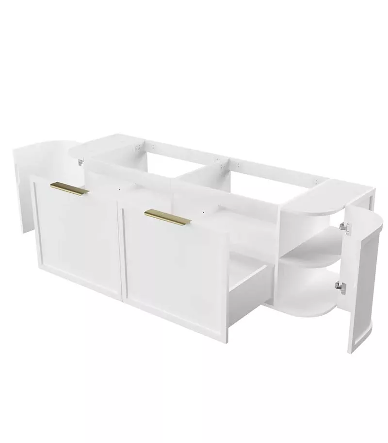 Hampshire 1500mm Wall Hung Vanity - Satin White Open Door