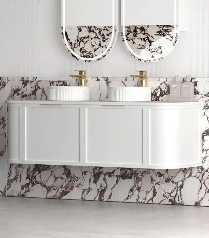 Hampshire 1500mm Wall Hung Vanity - Satin White Side View