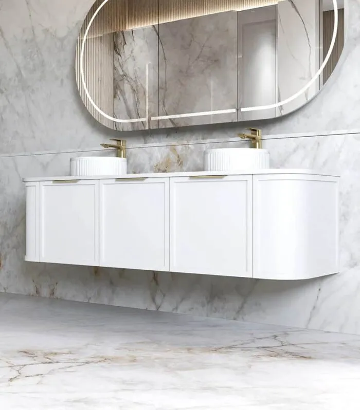 Hampshire 1800mm Wall Hung Vanity - Satin White Side View