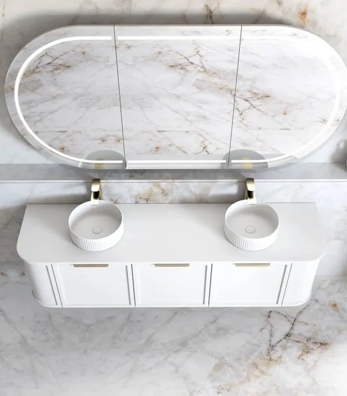 Hampshire 1800mm Wall Hung Vanity - Satin White Top View