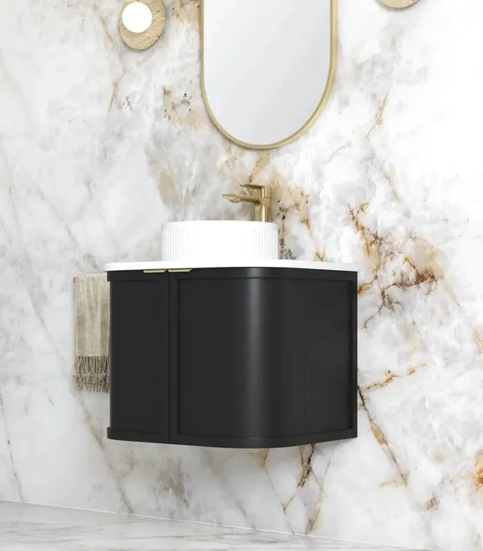 Hampshire 600mm Wall Hung Vanity – Satin Black Side View