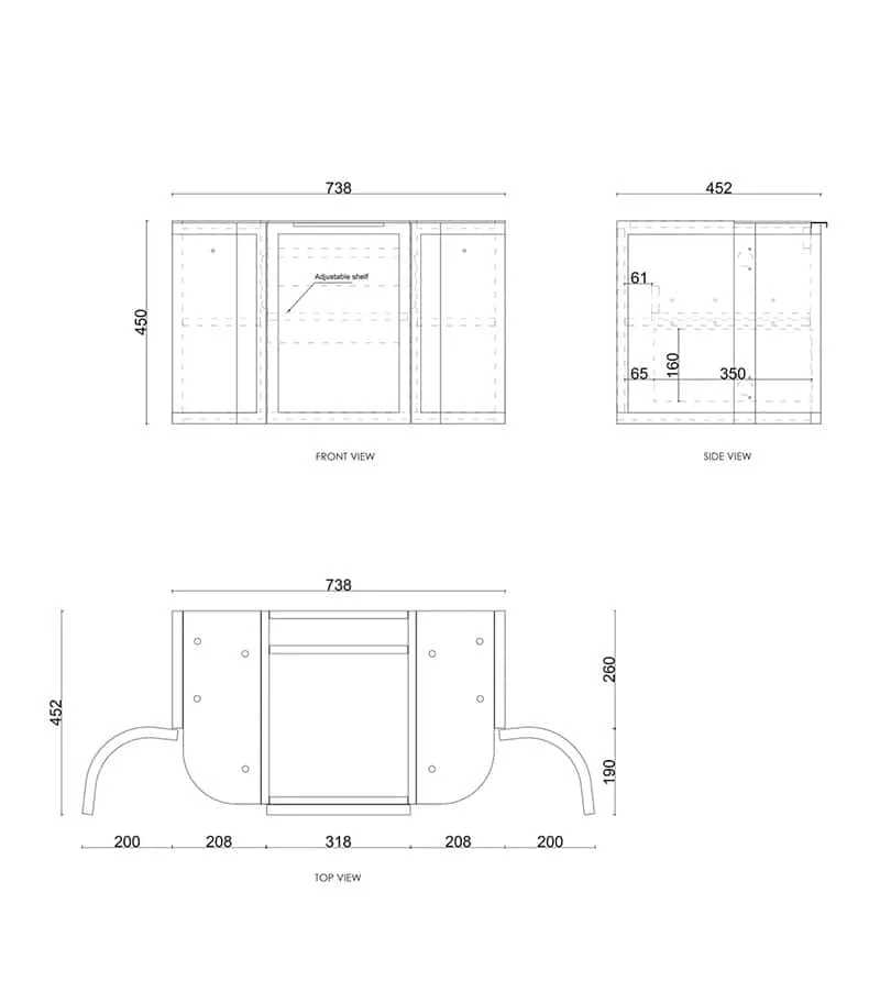 Hampshire 750mm Wall Hung Vanity Specification