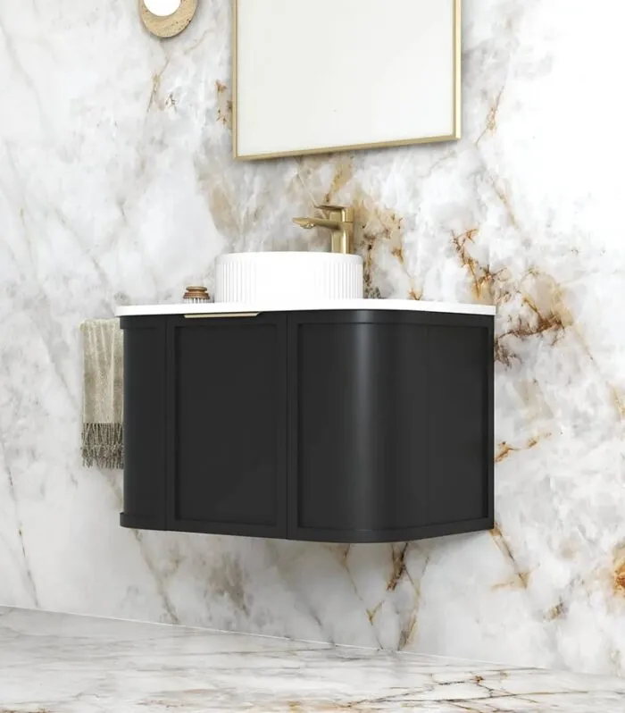 Hampshire 750mm Wall Hung Vanity – Satin Black Side View