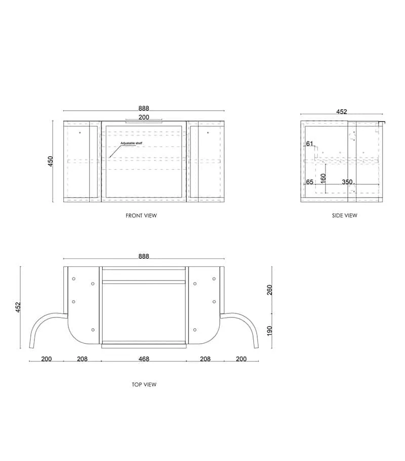 Hampshire 900mm Wall Hung Vanity Specification