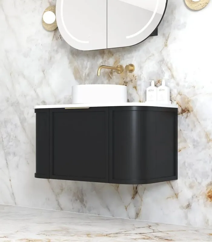 Hampshire 900mm Wall Hung Vanity – Satin Black Side View