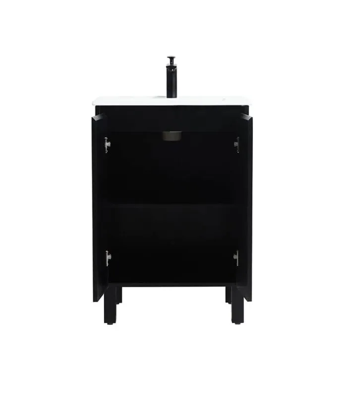 Brighton 600mm Freestanding Vanity - Matt Black Interior View
