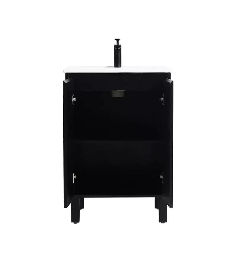 Brighton 600mm Freestanding Vanity - Matt Black Interior View