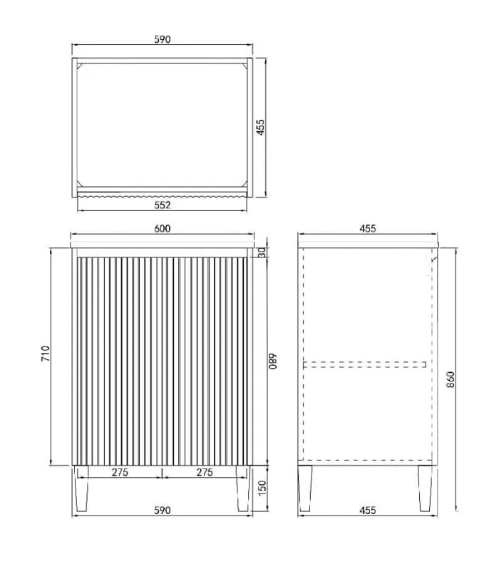 Brighton 600mm Freestanding Vanity Specification