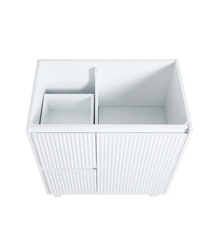Brighton 750mm Freestanding Vanity - Matt White LH Drawers Interior View