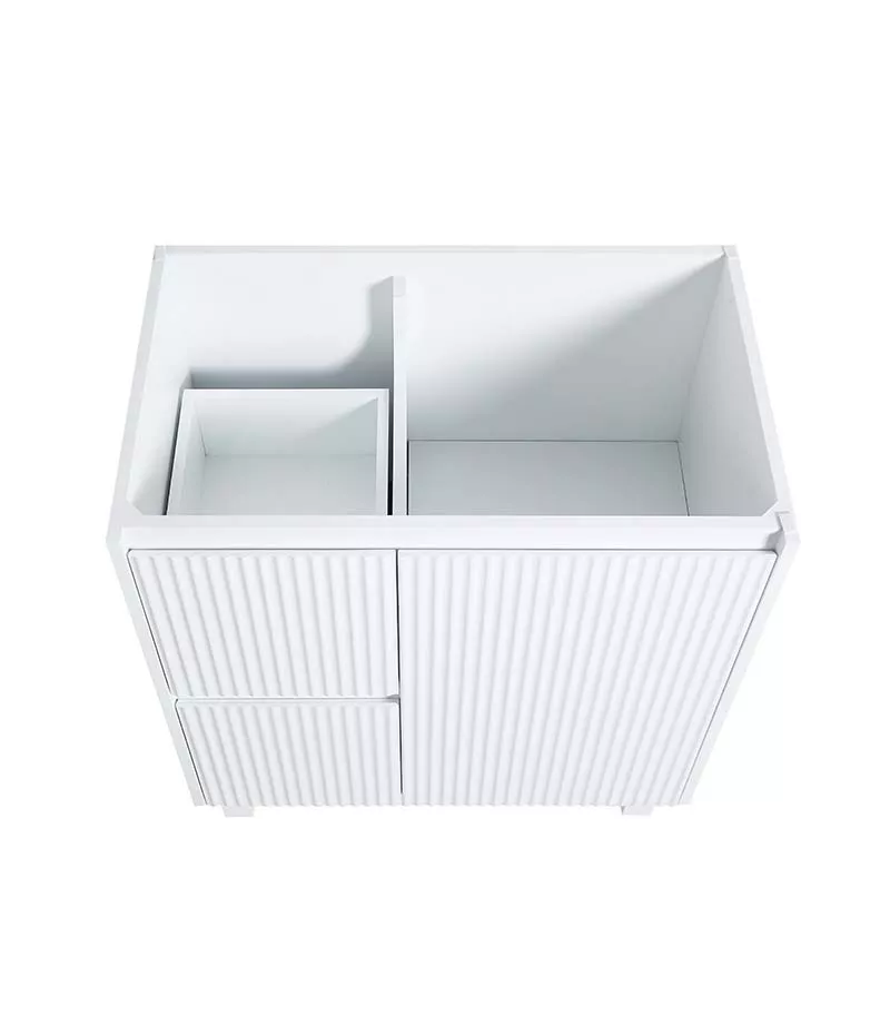 Brighton 750mm Freestanding Vanity - Matt White LH Drawers Interior View