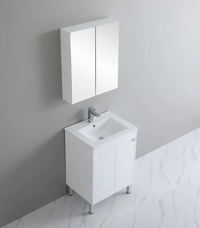 Bexley 600mm Freestanding Vanity On Legs - Gloss White Sideview