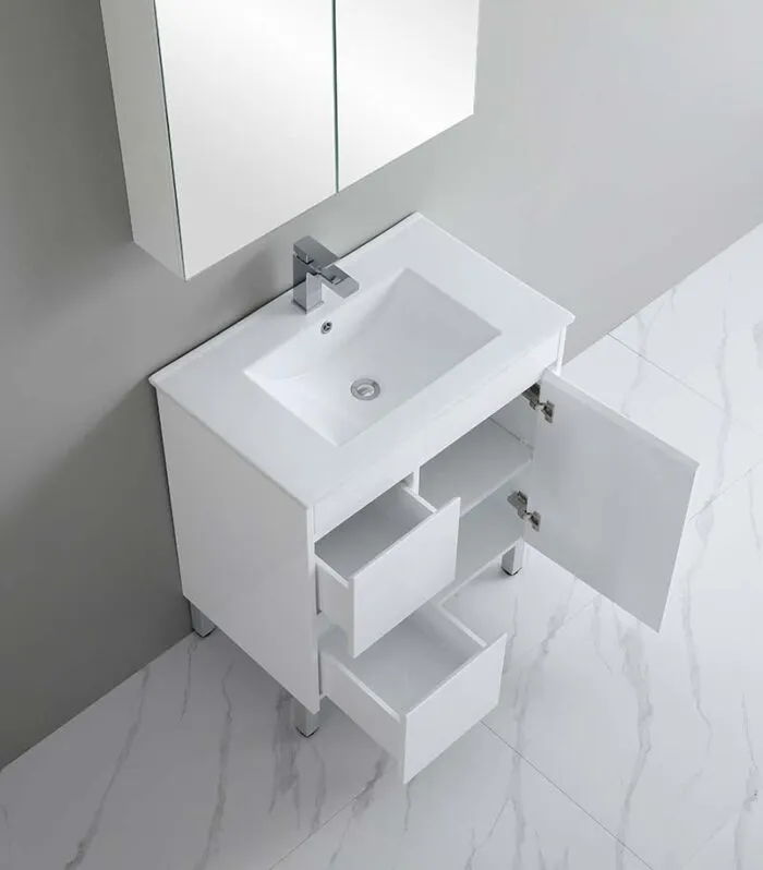 Bexley 750mm Freestanding Vanity On Legs - Gloss White Interior