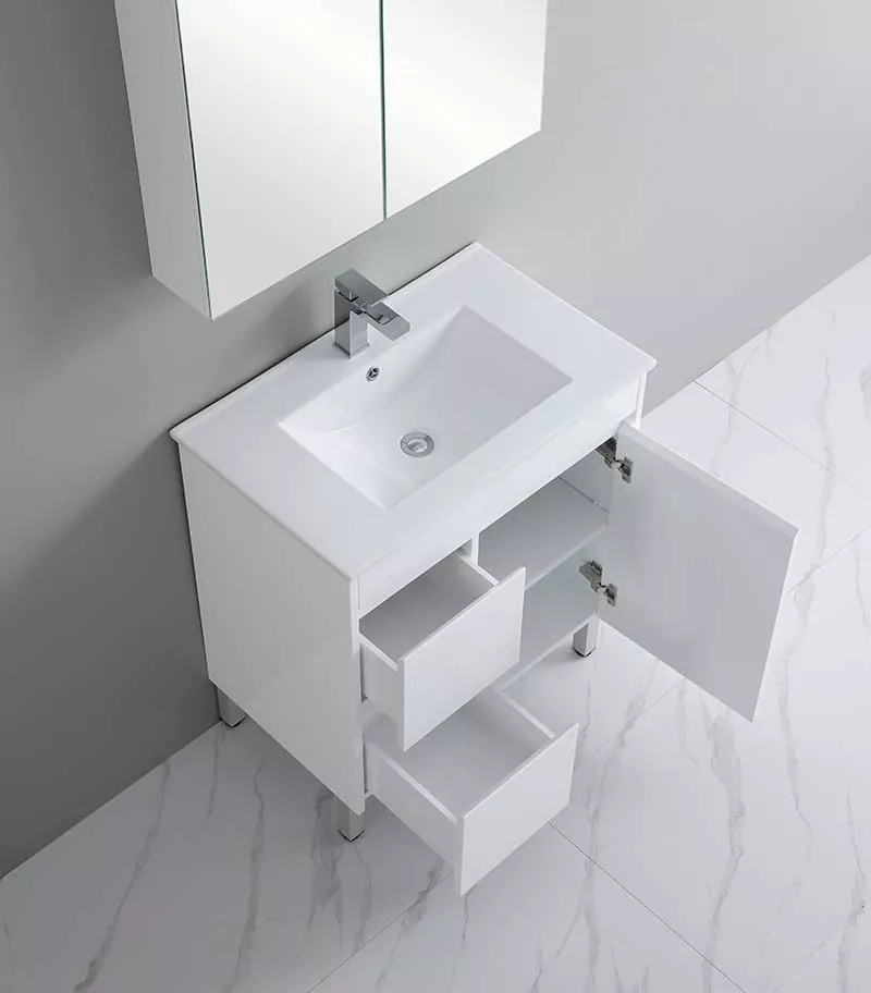 Bexley 750mm Freestanding Vanity On Legs - Gloss White Interior