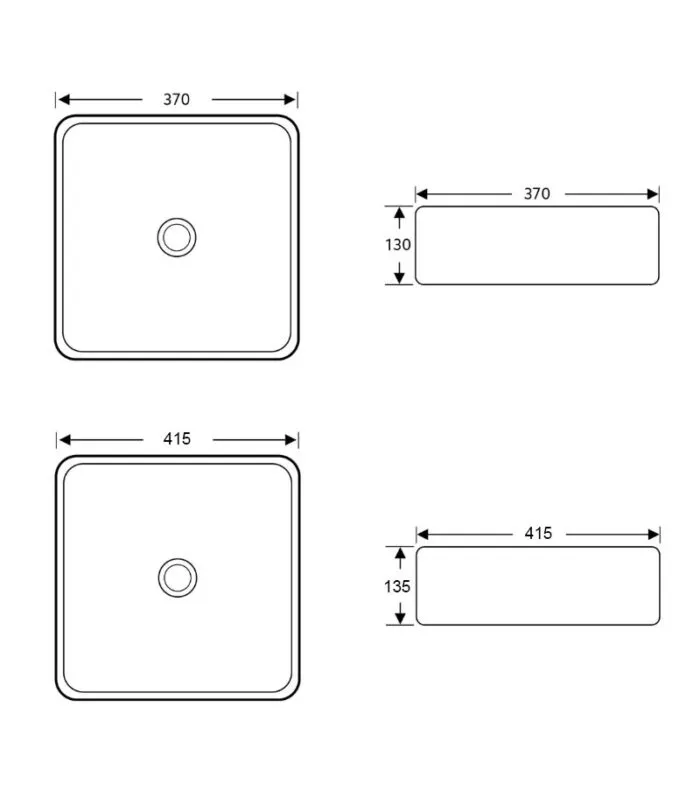 Cove Square Above Counter Ceramic Basin Specification