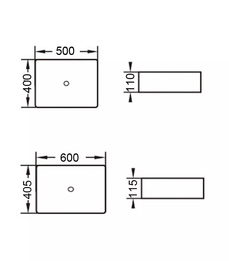 Rosa Square Above Counter Ceramic Basin Specification