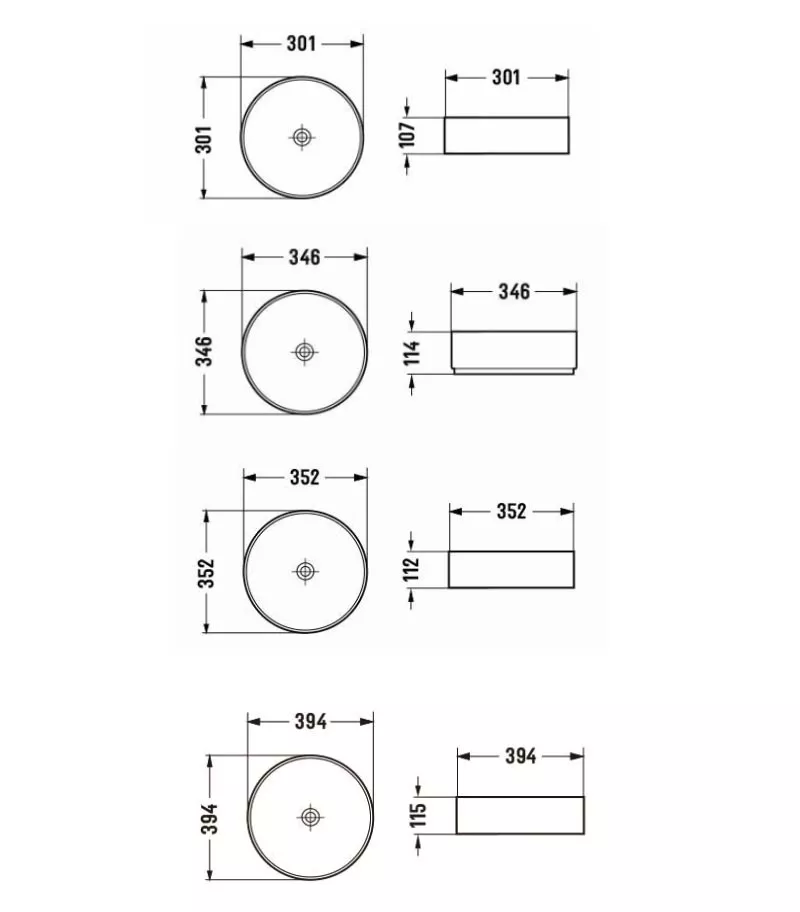 Cove Round Above Counter Ceramic Basin Specification