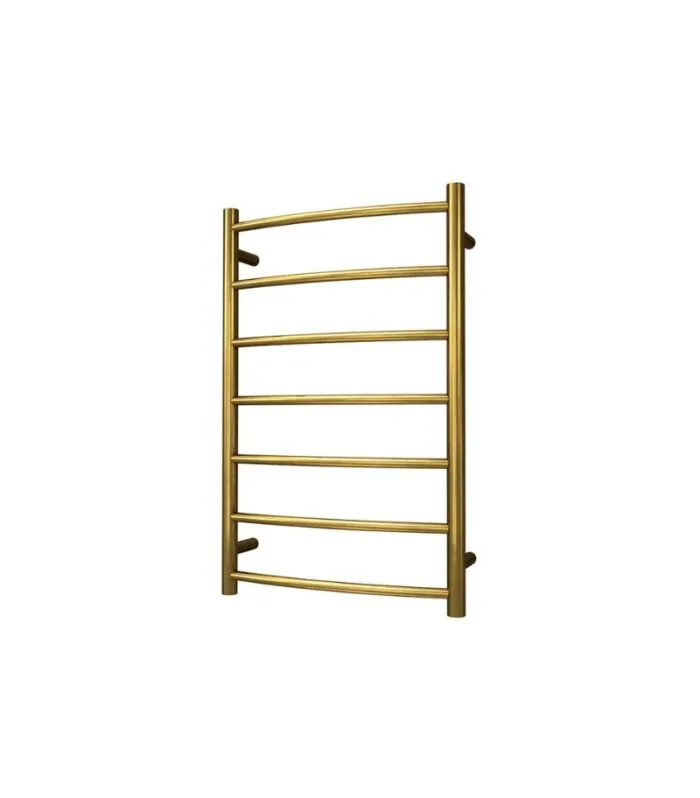 Round & Curved Heated Towel Rack 7 Bars - Brushed Gold