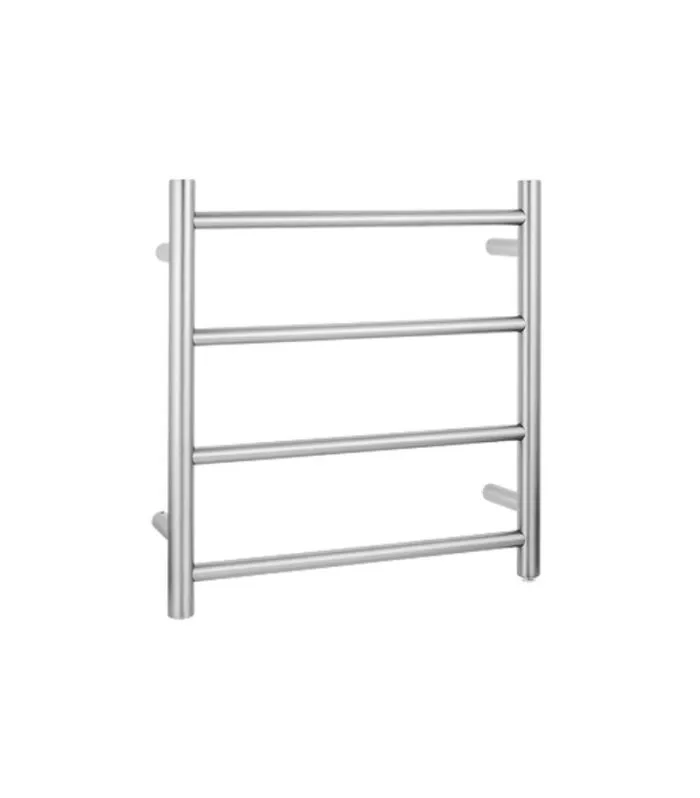 Aqua Round Heated Towel Rack 4 Bars - Brushed Nickel