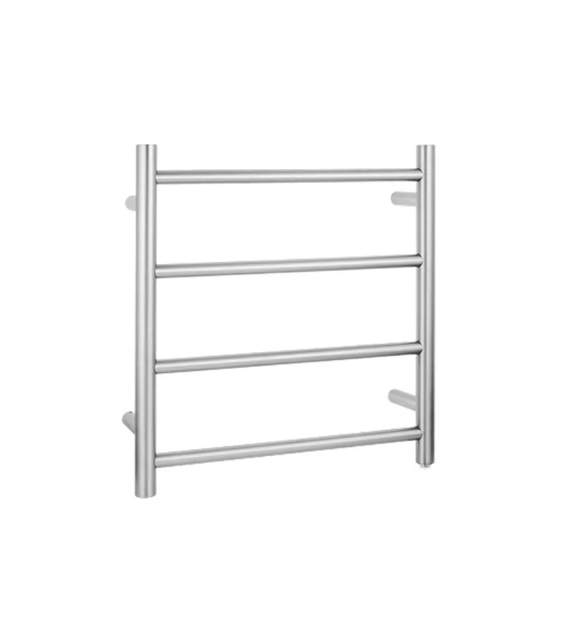 Aqua Round Heated Towel Rack 4 Bars - Brushed Nickel