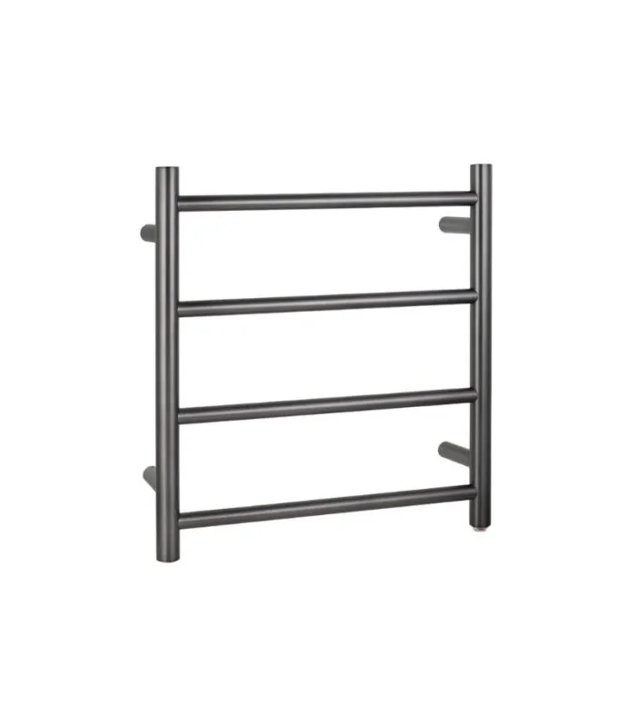 Aqua Round Heated Towel Rack 4 Bars - Gunmetal Grey