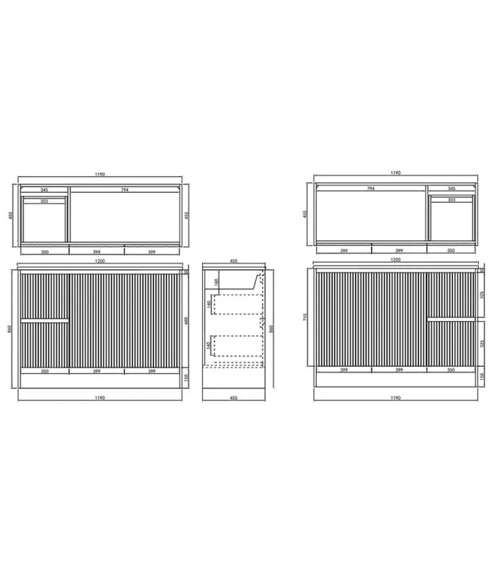 Brighton 1200mm Single Bowl Freestanding Vanity Specification