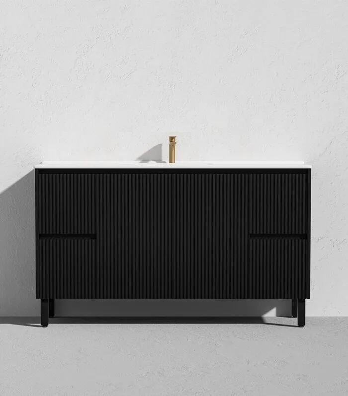 Brighton 1500mm Single Bowl Freestanding Vanity - Matt Black Ceramic Top