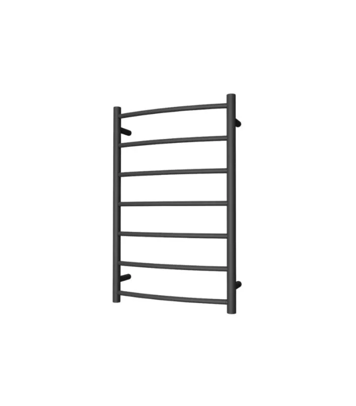 Round & Curved Heated Towel Rack 7 Bars - Matt Black