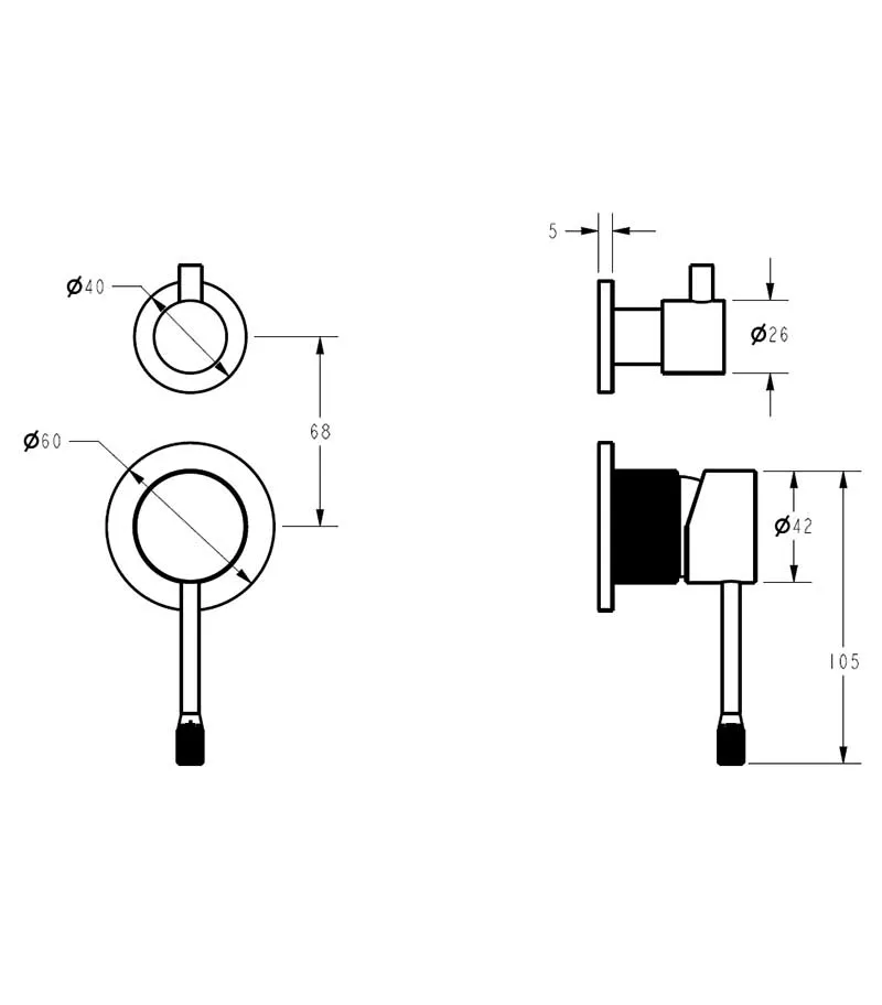 IKON Linie Wall Mixer With Diverter On Separate Backplate Specification