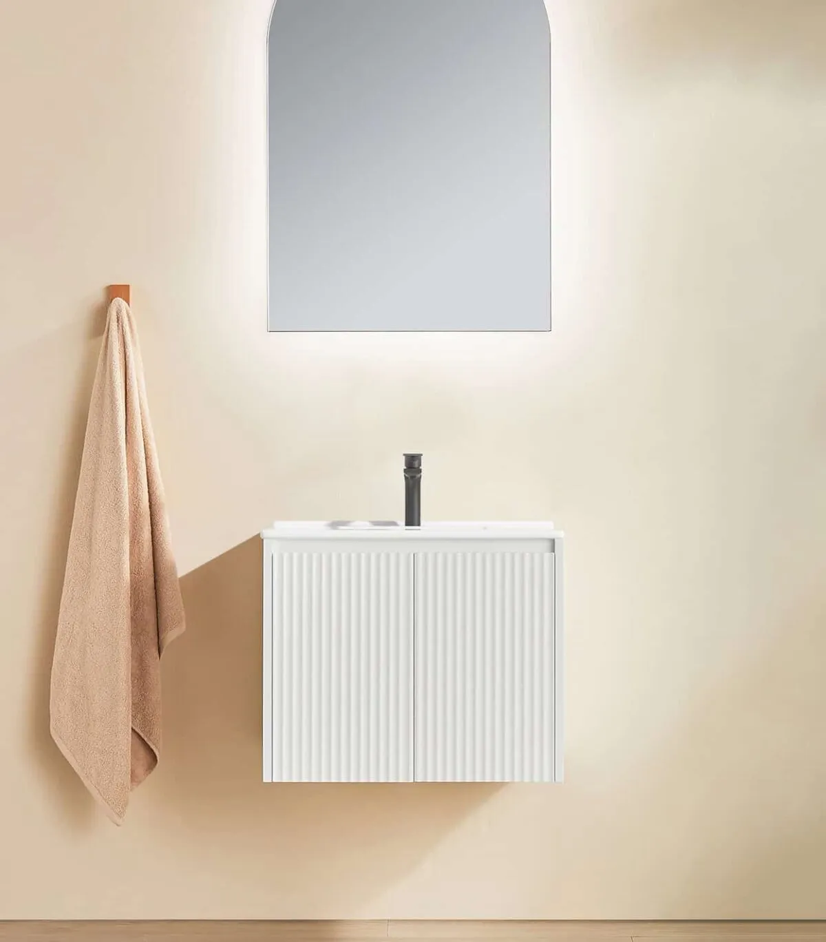 Brighton 600mm Wall Hung Vanity - Matte White Ceramic Top