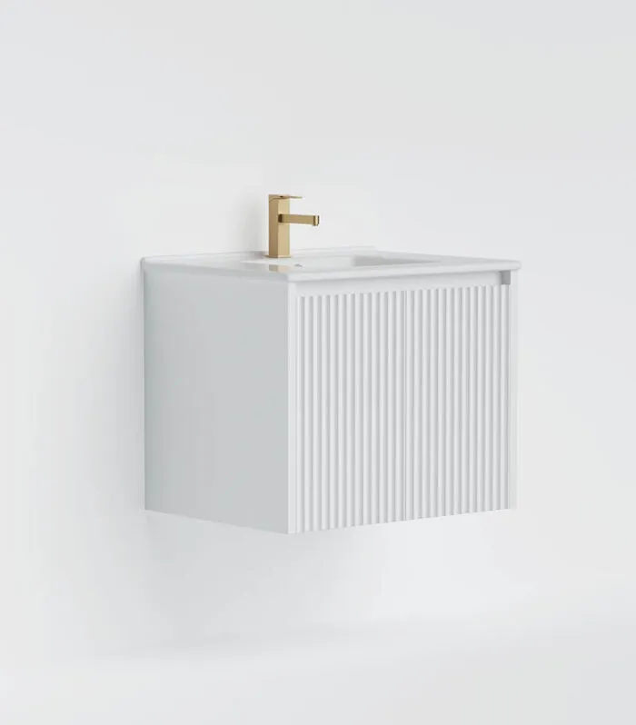 Brighton 600mm Wall Hung Vanity - Matte White Ceramic Top
