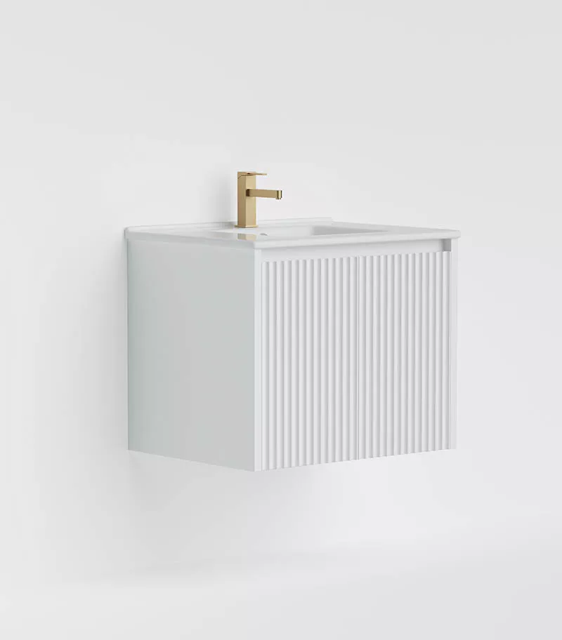 Brighton 600mm Wall Hung Vanity - Matte White Ceramic Top