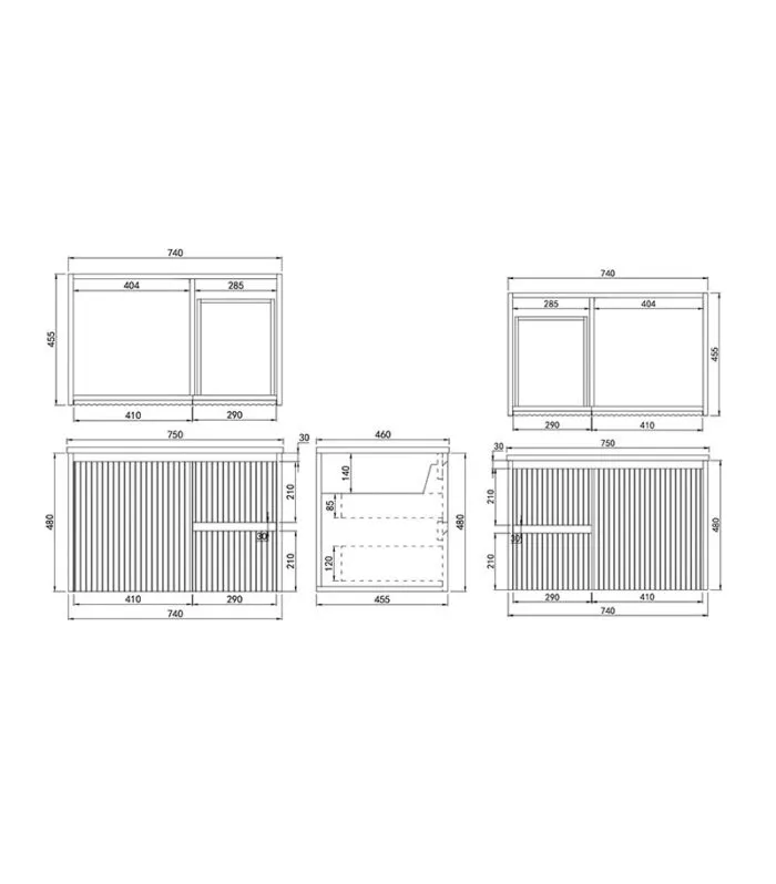 Brighton 750mm Wall Hung Vanity – Matt White Specification